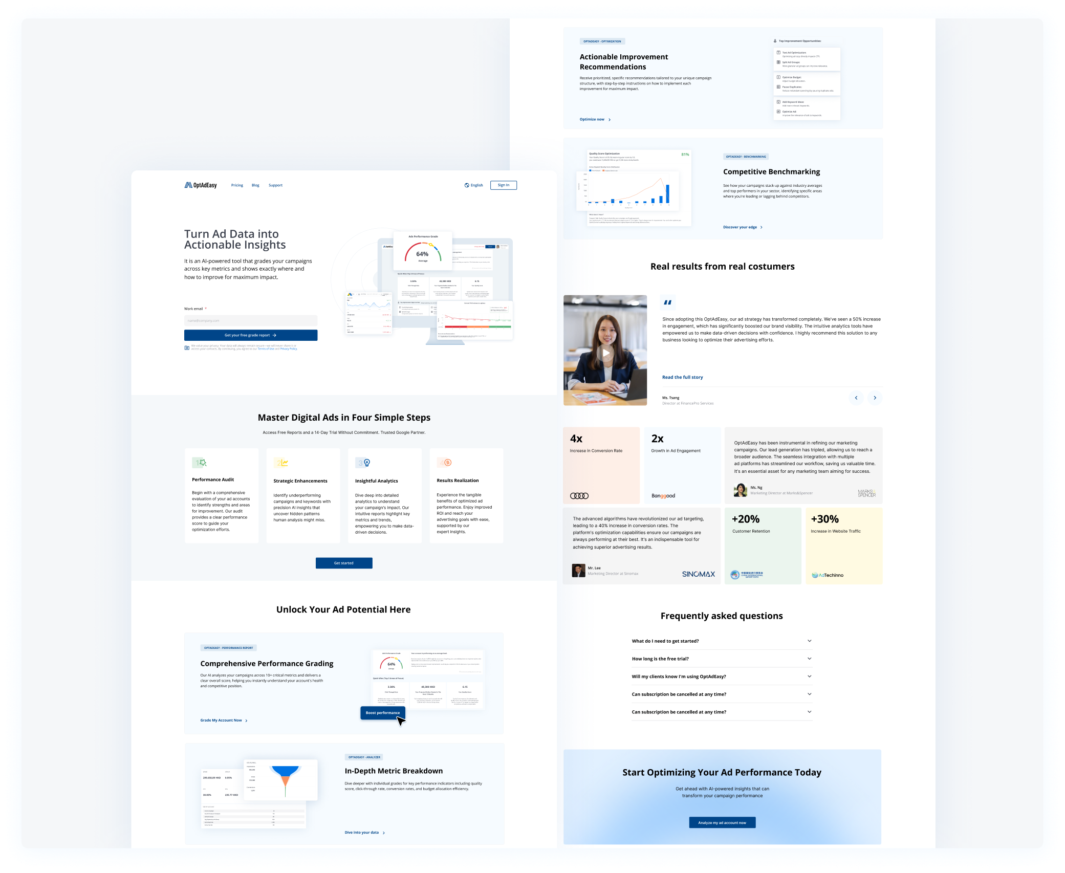 Redesigned OptAdEasy landing page mockup