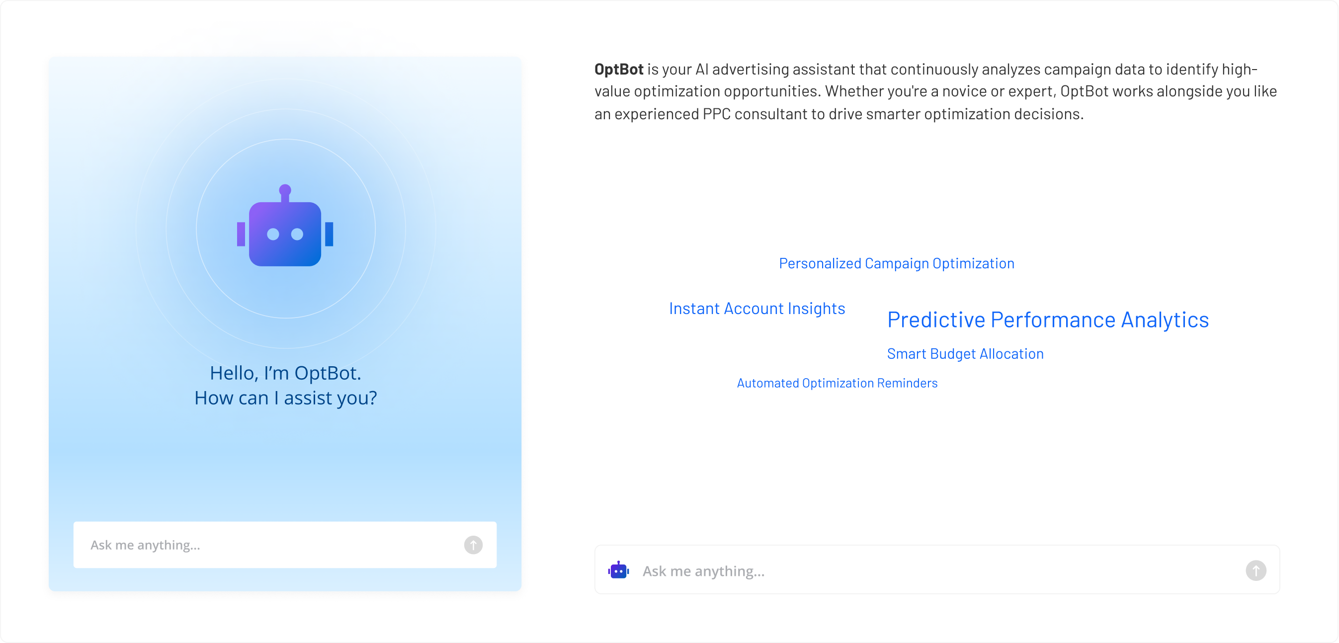 OptBot AI assistant interface