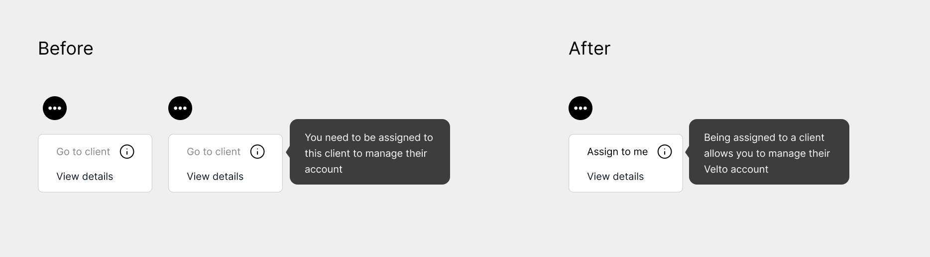 Button design before and after the improvement