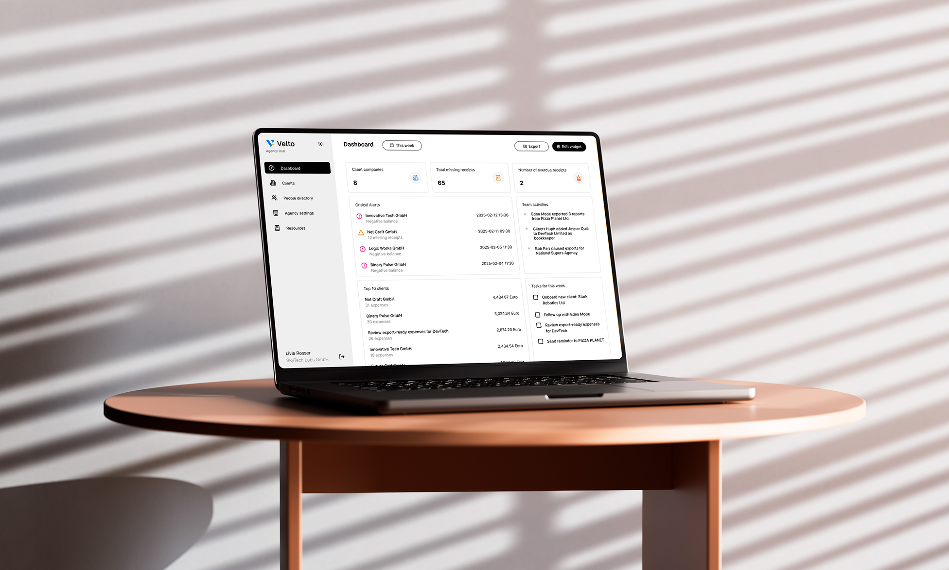 Velto Agency Hub Dashboard